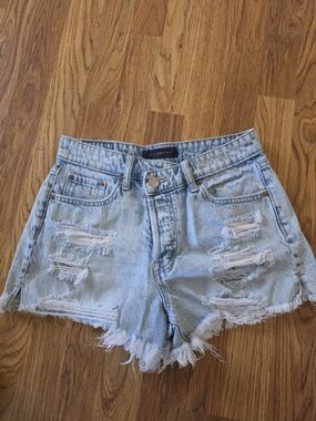 Aeropostale Light Blue Distressed Denim Jean Shorts
